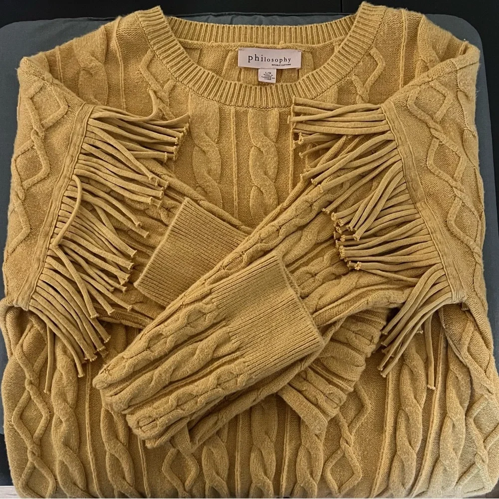 Philosophy Fringe Sleeve Detail super Soft Sweater Viscose Blend - Picture 4 of 7